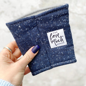 Navy Speckled Flannel - Coffee Cozy