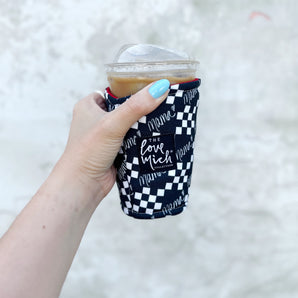 Black & White Checkered MAMA - Coffee Cozy - Drink Sleeve