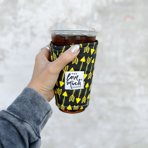 Black & Yellow Arrows - Badger House - Coffee Cozy - Love Mich Exclusive