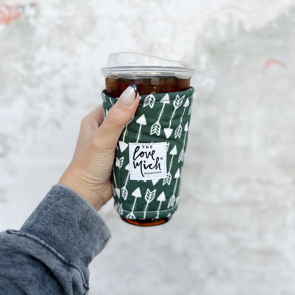Green & White Arrows - Snake House - Coffee Cozy - Love Mich