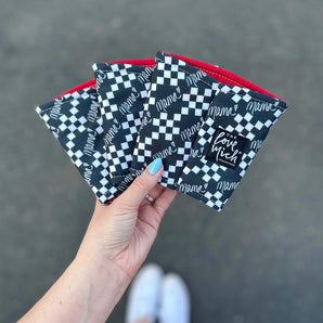 Black & White Checkered MAMA - Coffee Cozy - Drink Sleeve
