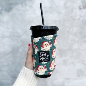 Vintage Santa - Evergreen - Coffee Cozy - Love Mich Exclusive