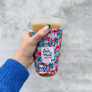 Pink Winter Floral - Coffee Cozy