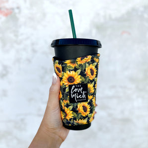 * Closed * PRE-ORDER - Black Sunflowers - Coffee Cozy - ships in November