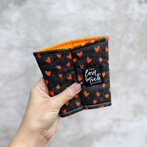 Orange Hearts on Distressed Chalkboard - Coffee Cozy - Awareness Collection