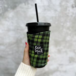 Green Cotton Plaid - Coffee Cozy