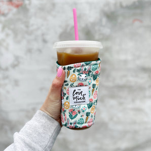 Earthy Green Bunnies - Coffee Cozy - Drink Sleeve