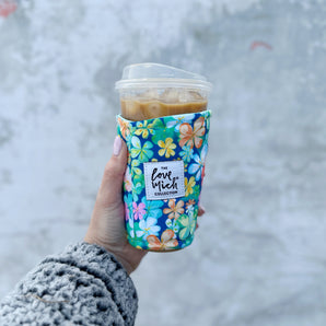 Blue Colorful Clovers - Coffee Cozy - Drink Sleeve