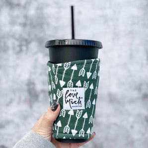 Green & White Arrows - Snake House - Coffee Cozy - Love Mich Exclusive