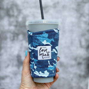 Navy Blue Camo - Coffee Cozy
